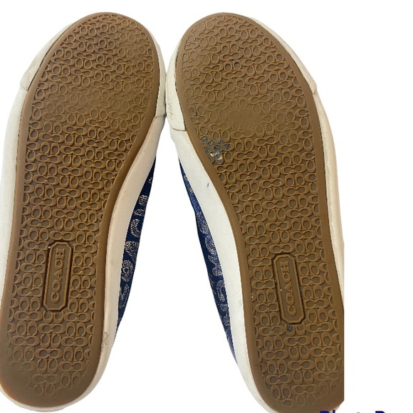 COACH Barrett Navy/Gold Metallic Poppy Signature Sneakers..Size:9.5 - Picture 8 of 11